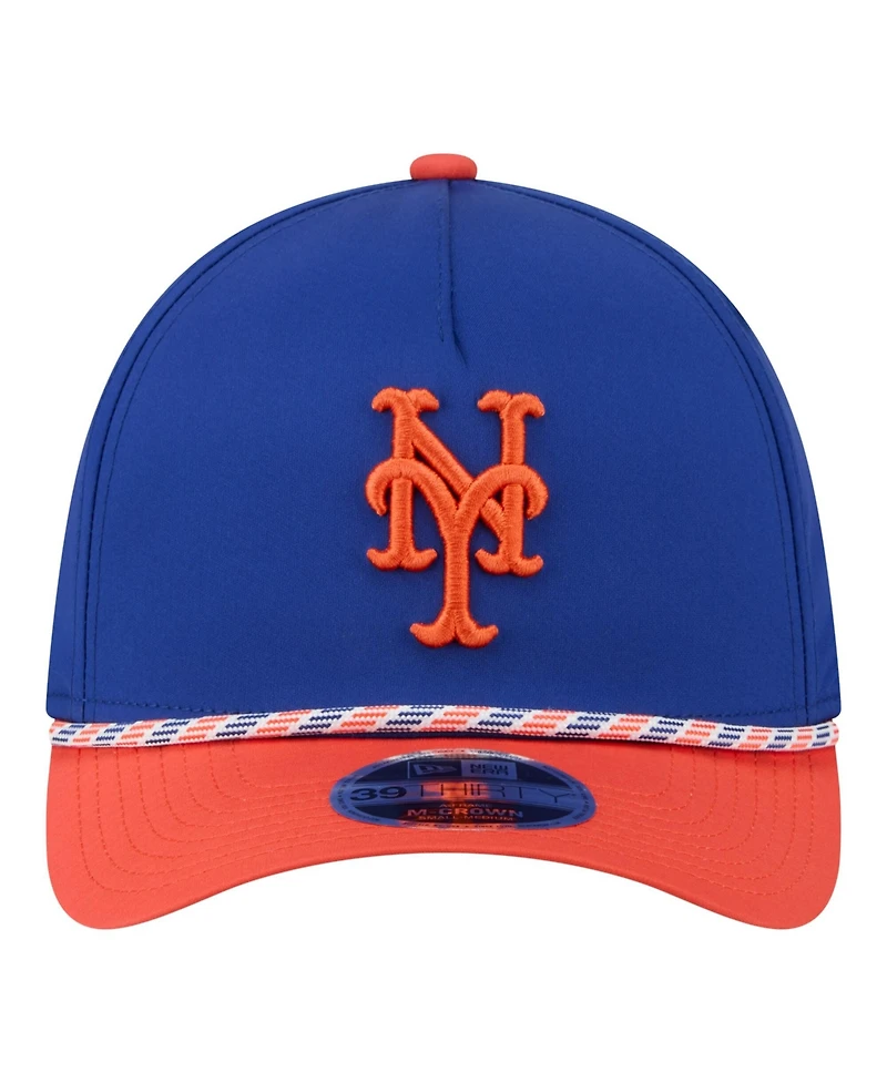 New Era Men's Royal, Orange York Mets Rope M-Crown A-Frame 39THIRTY Flex Hat