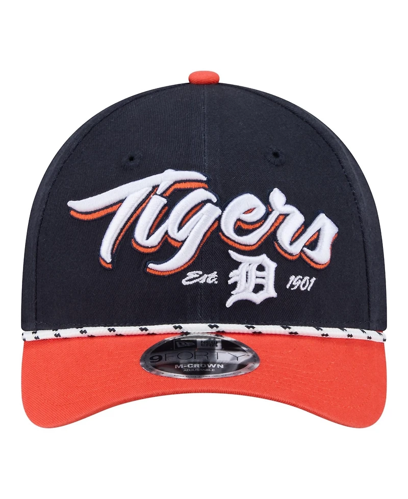 New Era Men's Navy, Orange Detroit Tigers Team Loyal 9FORTY M-Crown Adjustable Hat