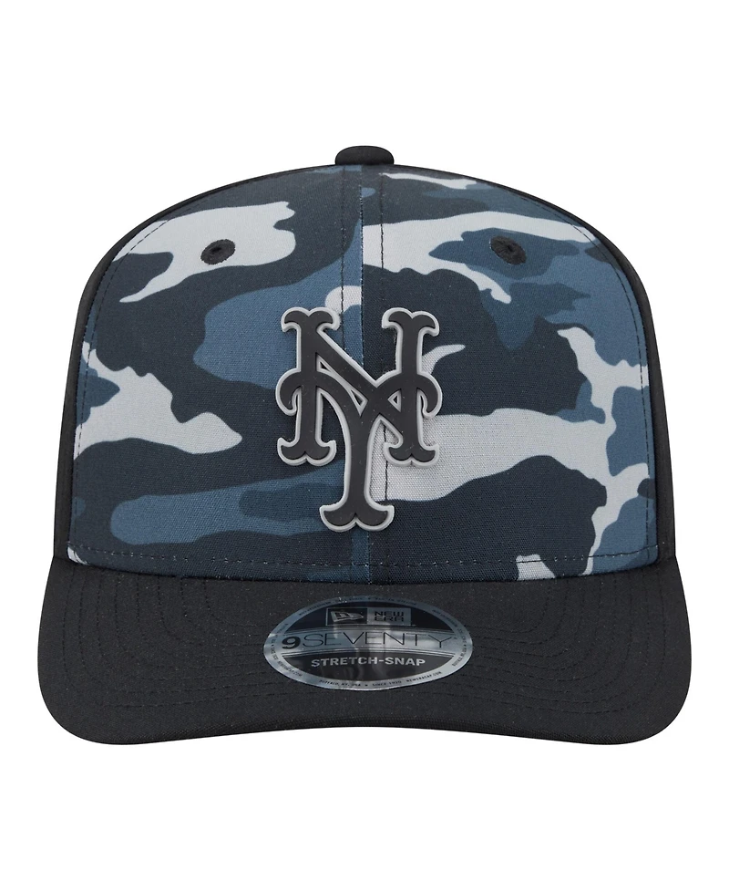 New Era Men's Black New York Mets Tonal Camo 9SEVENTY Stretch-Snap Hat