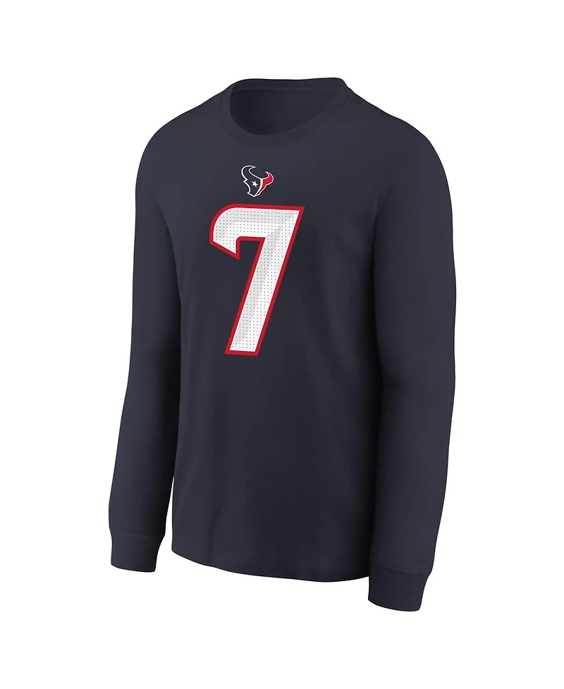Nike Big Boys and Girls C.j. Stroud Navy Houston Texans Player Name Number Long Sleeve T-Shirt