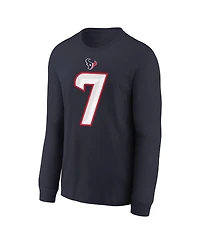 Nike Big Boys and Girls C.j. Stroud Navy Houston Texans Player Name Number Long Sleeve T-Shirt