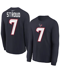 Nike Big Boys and Girls C.j. Stroud Navy Houston Texans Player Name Number Long Sleeve T-Shirt