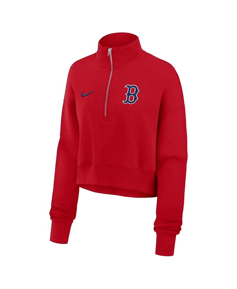 Nike Women's Red Boston Sox Primetime Phoenix Fleece Half-Zip Sweatshirt