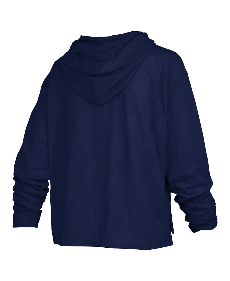 Pressbox Women's Navy Illinois Fighting Illini Castillo Slub Waist Length Long Sleeve Hooded T-Shirt