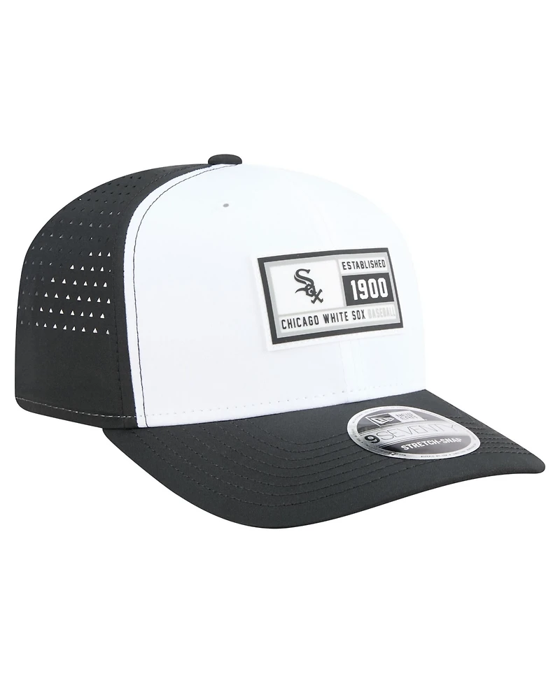New Era Men's White, Black Chicago White Sox Established Patch 9SEVENTY Adjustable Hat