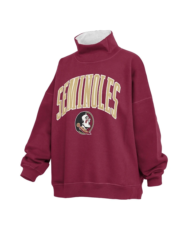 Pressbox Women's Garnet Florida State Seminoles Oversized Mock Neck Sweatshirt