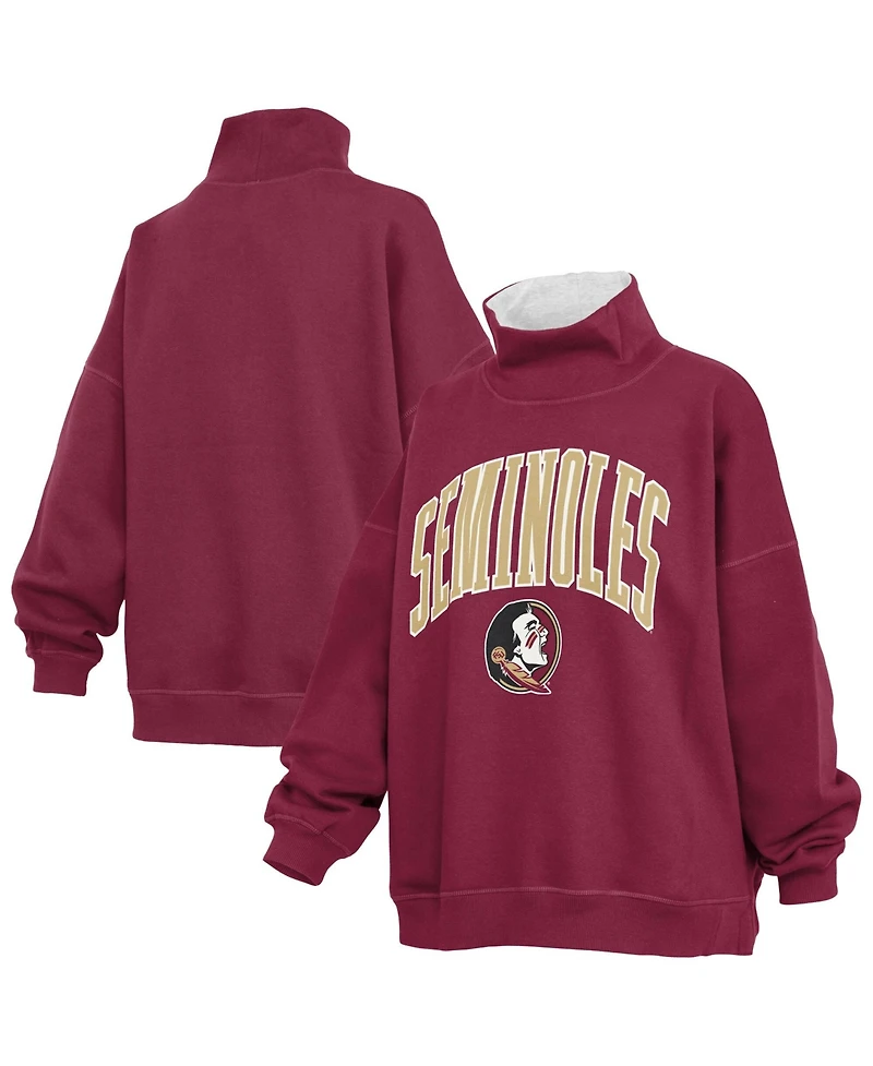Pressbox Women's Garnet Florida State Seminoles Oversized Mock Neck Sweatshirt