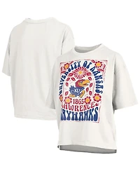 Pressbox Women's White Kansas Jayhawks Harmony Oversized Slub T-Shirt