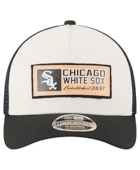 New Era Men's Stone, Black Chicago White Sox Text A-Frame Trucker 9FORTY Hat