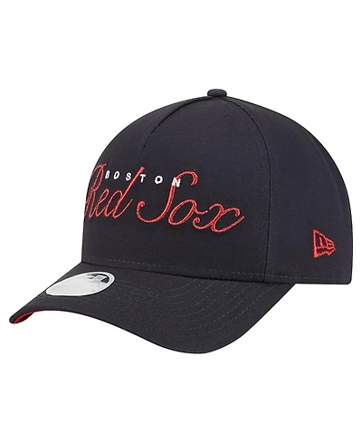 New Era Women's Navy Boston Red Sox Metallic A-Frame 9FORTY Adjustable Hat