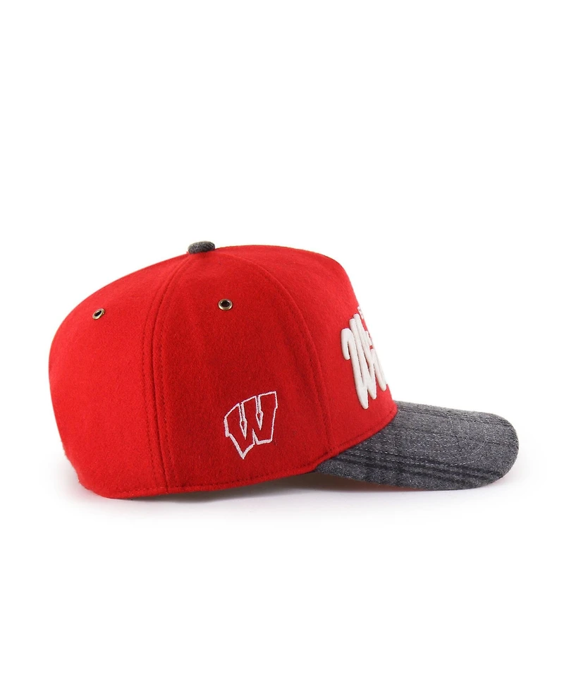 '47 Brand Men's and Women's Red Wisconsin Badgers Windowpane Plaid Collection Hitch Adjustable Hat