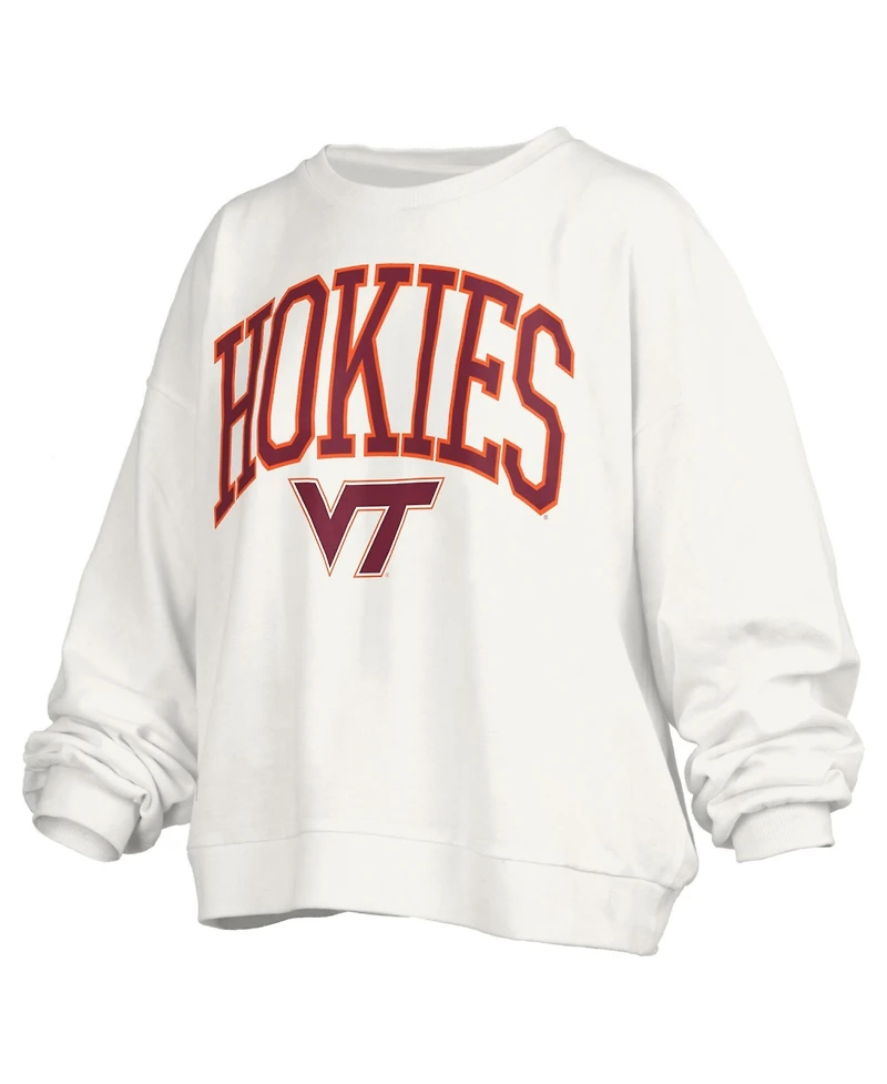 Pressbox Women's White Virginia Tech Hokies Janise Fleece Sweatshirt