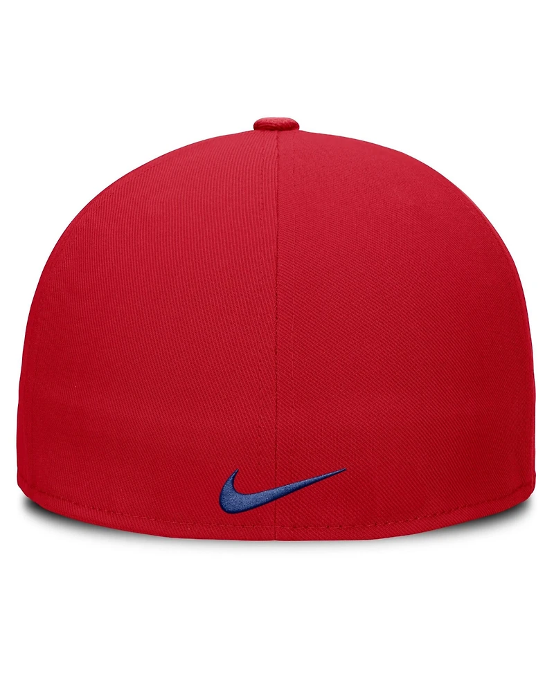 Nike Men's Red Texas Rangers Wordmark Dri-fit Round Bill True Fitted Hat
