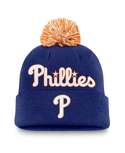 Nike Men's Royal Philadelphia Phillies Peak Cuffed Knit with Pom Hat