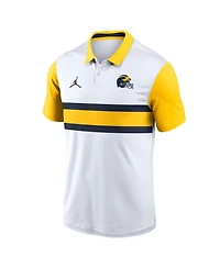 Jordan Men's White, Maize Michigan Wolverines Athletic Prep Alt Logo Vapor Dri-fit Polo Shirt