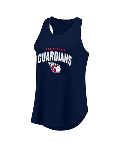 Fanatics Women's Profile Navy Cleveland Guardians Plus Wordmark Racerback Scoop Neck Tank Top