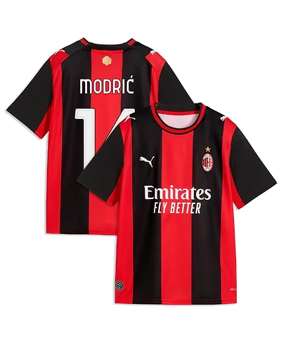 Puma Big Boys and Girls Luka Modric Black, Red Ac Milan 2026, 27 Home Replica Jersey