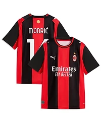 Puma Big Boys and Girls Luka Modric Black, Red Ac Milan 2026, 27 Home Replica Jersey