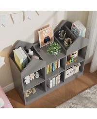 gaomon toy storage organizer with book racks and open cubbies, castle design kids bookshelf, toddler chest for playroom, nursery, daycare use