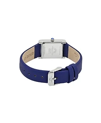 Porsamo Bleu Women's Karolina Rectangular Satin Covered Genuine Leather Band Watch 30 mm