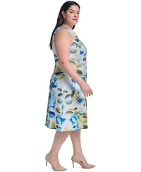 Calvin Klein Plus Boat Neck A-line Dress