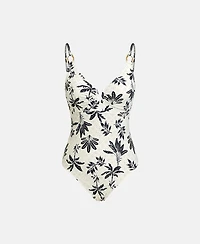 Cupshe Women's Neutral Tropic V Neck Ruched Bathing Suit