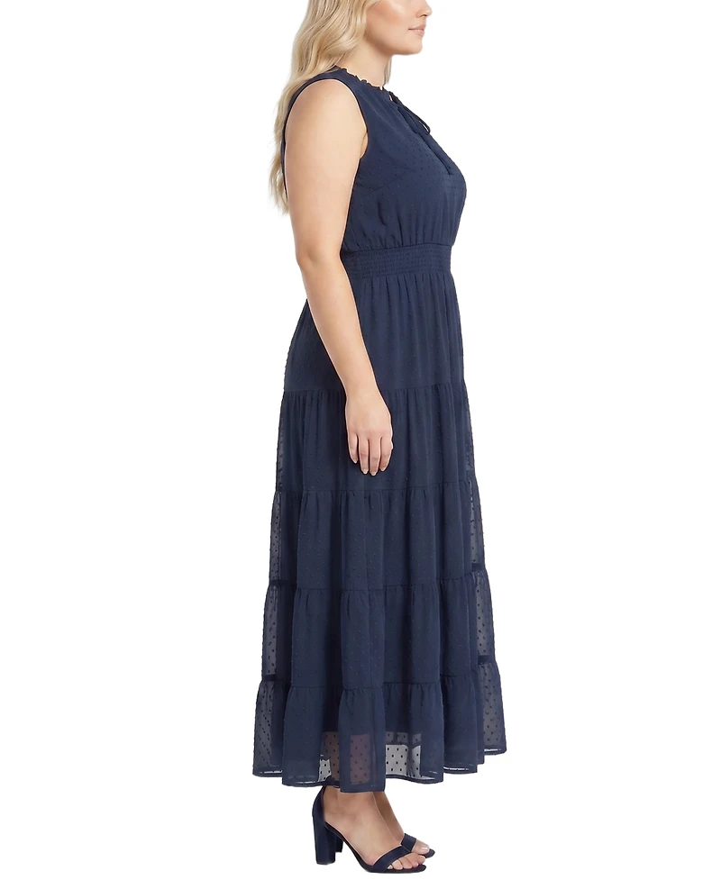Ny Collection Plus Sleeveless Tiered Swiss Dot Maxi Dress