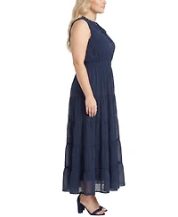 Ny Collection Plus Sleeveless Tiered Swiss Dot Maxi Dress