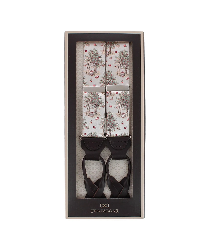 Trafalgar Men's Fall Apple Orchard Silk Novelty Button End Suspenders
