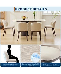 homfan Modern Upholstered Chairs Set of 6, Ergonomic Back Support, Wood Legs, 265lbs Capacity, for Kitchen, Dining Room, Restaurant