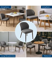 homfan Modern Dining Chairs Set of 6, Upholstered Seats with Ergonomic Back Support, Wood Legs, 265lbs Weight Capacity, for Dining Room, Kitchen