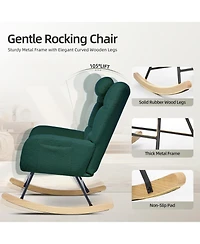 homfan High Back Rocking Chair, Upholstered Glider Accent Armchair with Soft Fleece Fabric for Living Room or Bedroom