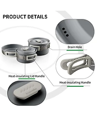 Piscifun Durable Camping Cookware Set Lightweight Portable Efficient Heating For Outdoor Hiking Picnic