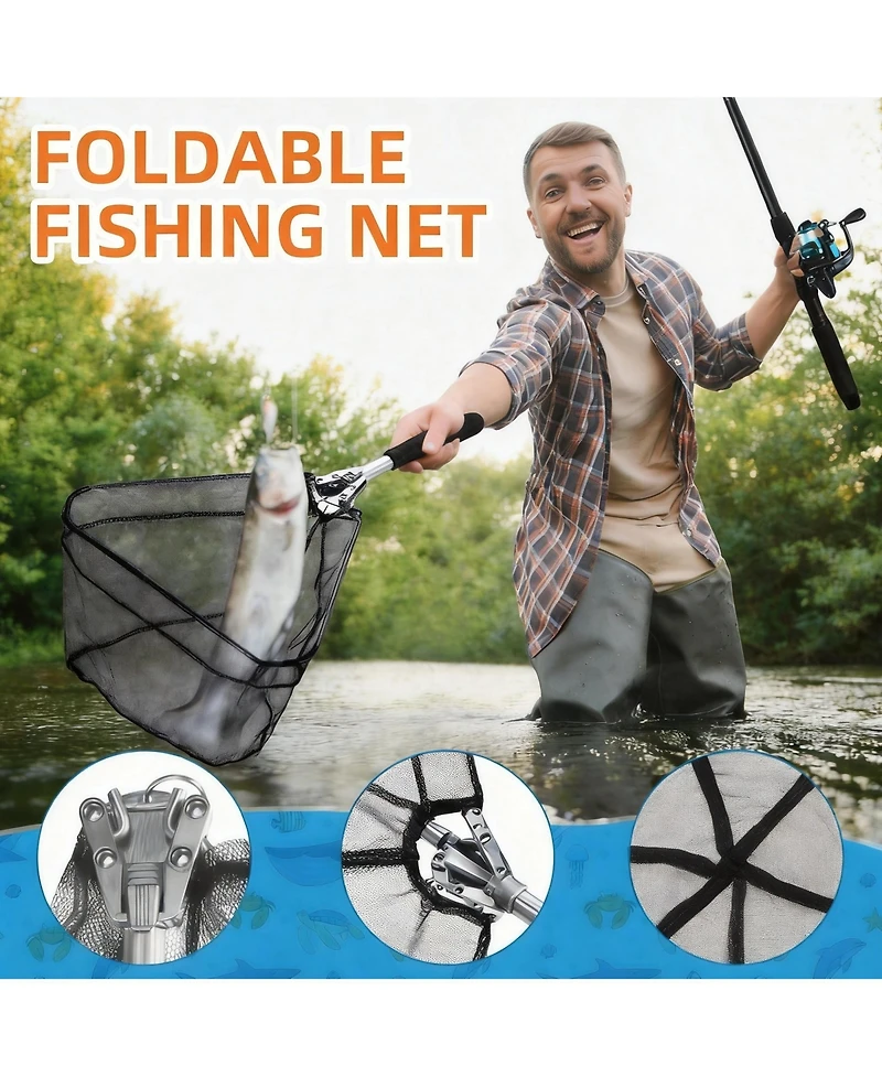 Aofar 6.89ft Telescopic Fishing Rod Reel Combo Collapsible Kit