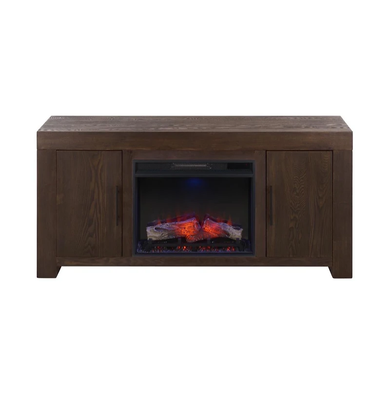 Augusta Home Senir 2 Cabinet Oak Tv Stand and Fireplace