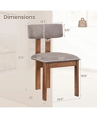 Slickblue Set of 2 Dining Chairs Upholstered Rubber Wood Frame Curved Back