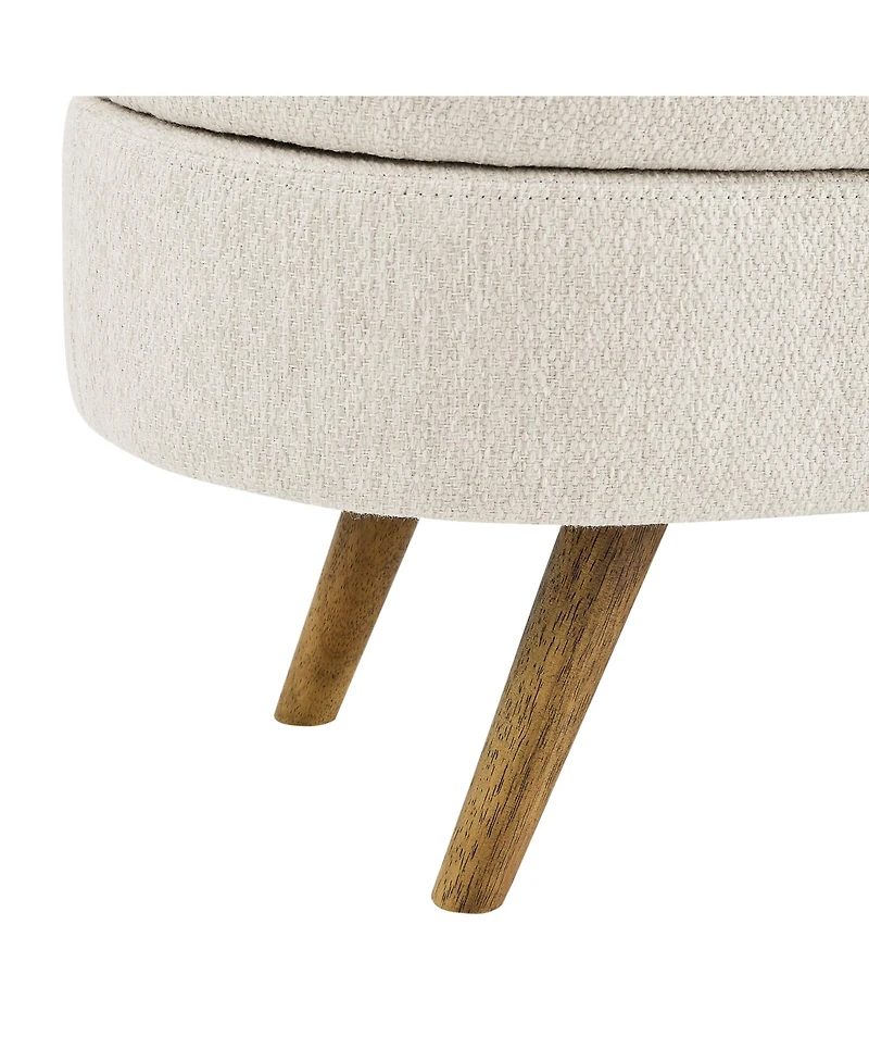 sumyeg Oval Storage Ottoman Bench with Rubber Wood Legs for Bedroom or Entryway