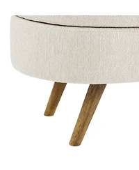 sumyeg Oval Storage Ottoman Bench with Rubber Wood Legs for Bedroom or Entryway