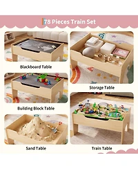 homfan 84-Piece Wooden Train Table with Storage