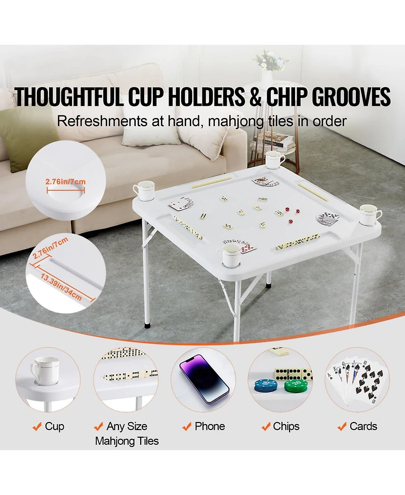 Vevor Mahjong Table 4 Player Folding Card Table and 4 Cup Holders Chip Trays