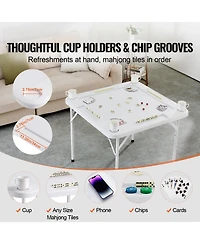 Vevor Mahjong Table 4 Player Folding Card Table and 4 Cup Holders Chip Trays