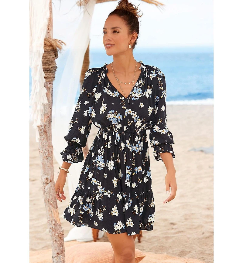 Lascana Women's Ruffle 3/4 Sleeve Dress