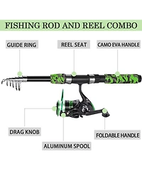 Aofar 6.9ft Telescopic Fishing Rod Reel Combo Set