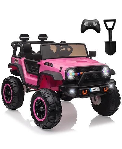 homfan 24v 2 Seater Electric Ride On Truck, Pink 4 Wheel Battery Powered Car Toy with Remote Control for Boys and Girls Ages 3 to 8