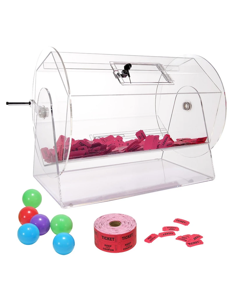 Vevor Acrylic Raffle Drum Lottery Cage Holds 10000 Tickets or 300 Bingo Balls