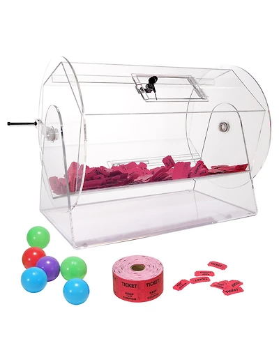 Vevor Acrylic Raffle Drum Lottery Cage Holds 10000 Tickets or 300 Bingo Balls