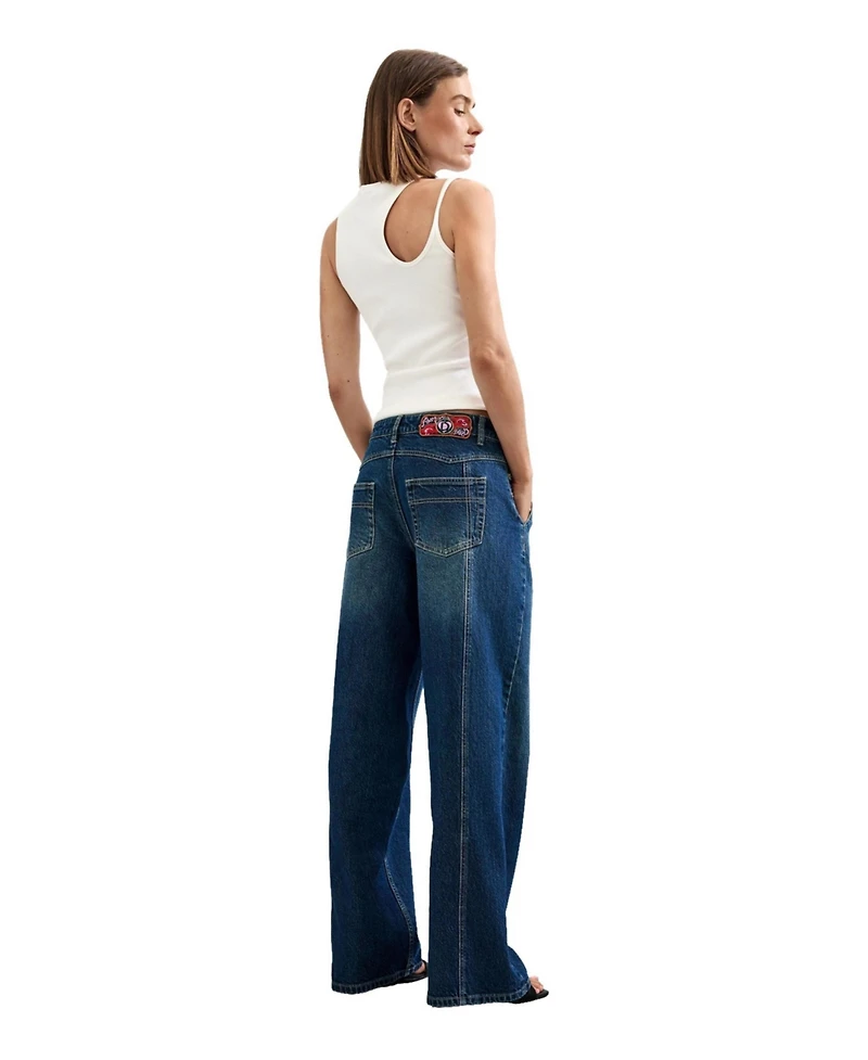 Desigual Women's High-Rise Wide-Leg Jeans