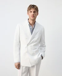 Mango Men's Linen Lyocell Double-Breasted Suit Jacket