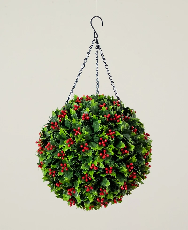 Nearly Natural 22" Ultraviolet Resistant Artificial Holly Berry Christmas Hanging Ball Indoor And Outdoor