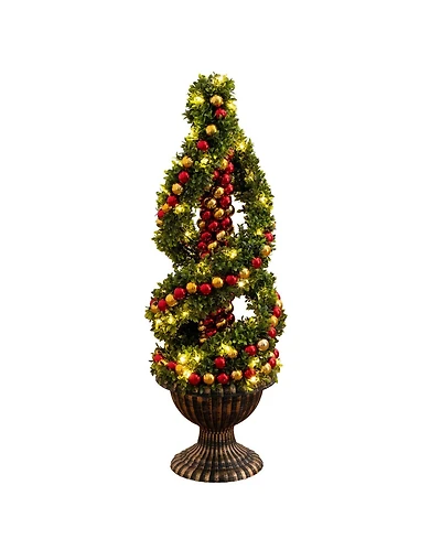 Nearly Natural 3' Pre-Lit Artificial Christmas Spiral Boxwood Topiary Tree